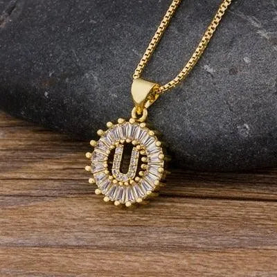 Initial Letter Pendant Necklace - Charm Jewelry -Guocali
