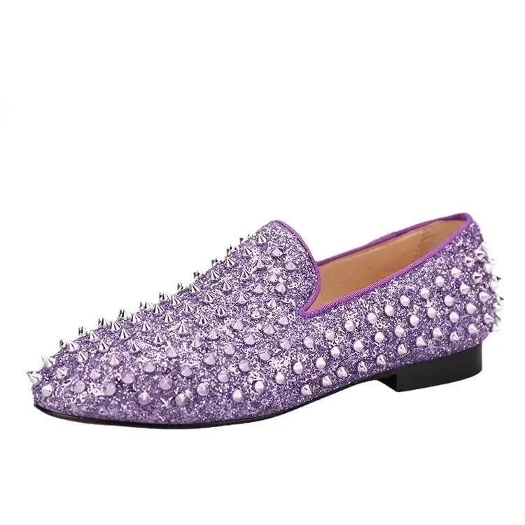 Kids Loafers Spiky Violet Delight: Trendy Loafers for Toddlers and Big Kids -Guocali