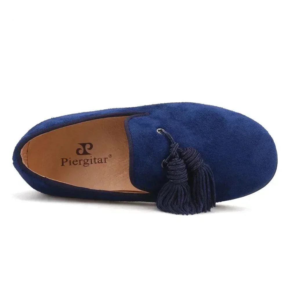 Kids Dress Tassel Smoking Loafers - Slip-On Flat Formal Dress Shoes