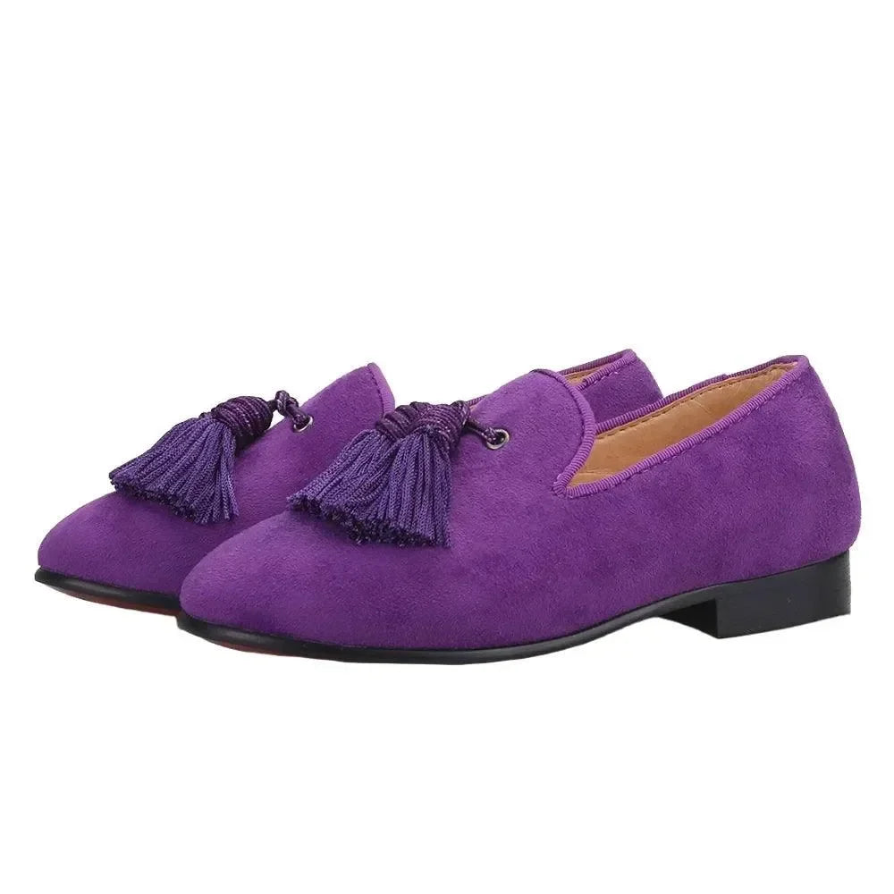 Kids Loafers Matching Style - Handcrafted Purple Suede Loafers for Parents and Kids -Guocali