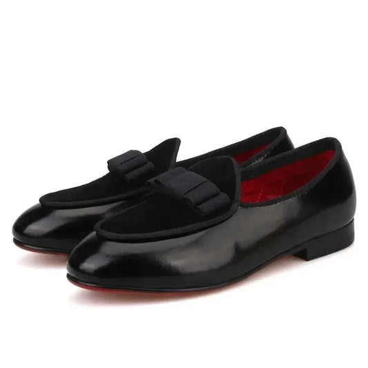 Kids Loafers Party-Ready: Handmade Children's Loafers with Red Outsoles -Guocali