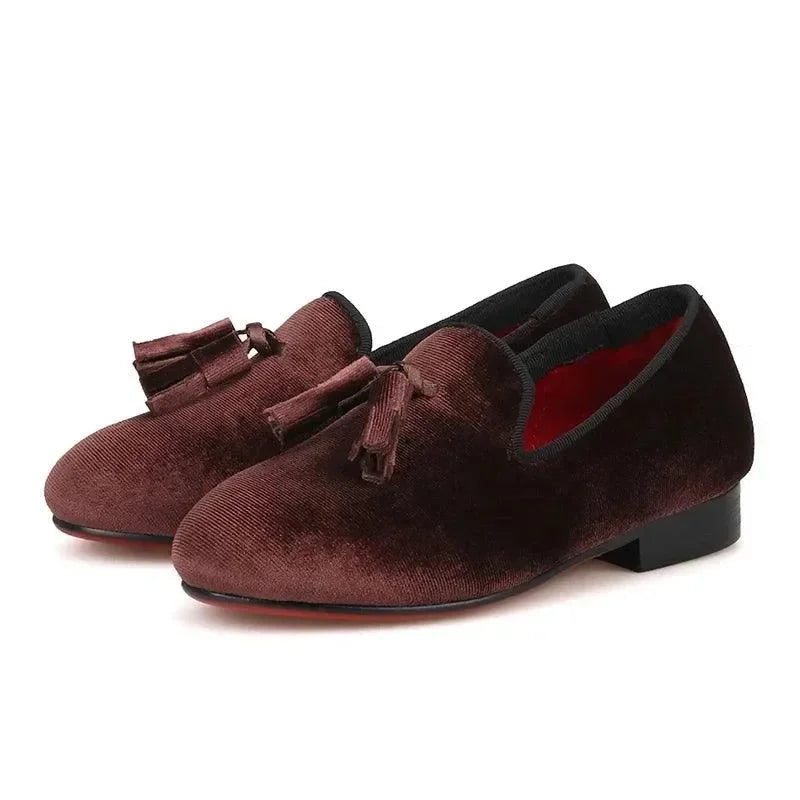 Kids Loafers Stylish Brown Children's Tassel Loafers: Handmade Party Kid Casual Shoes -Guocali