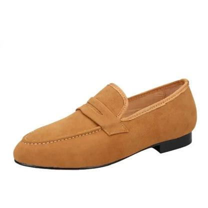Kids Loafers Velvet Parent-Child Penny Loafers with Vibrant Red Outsoles -Guocali