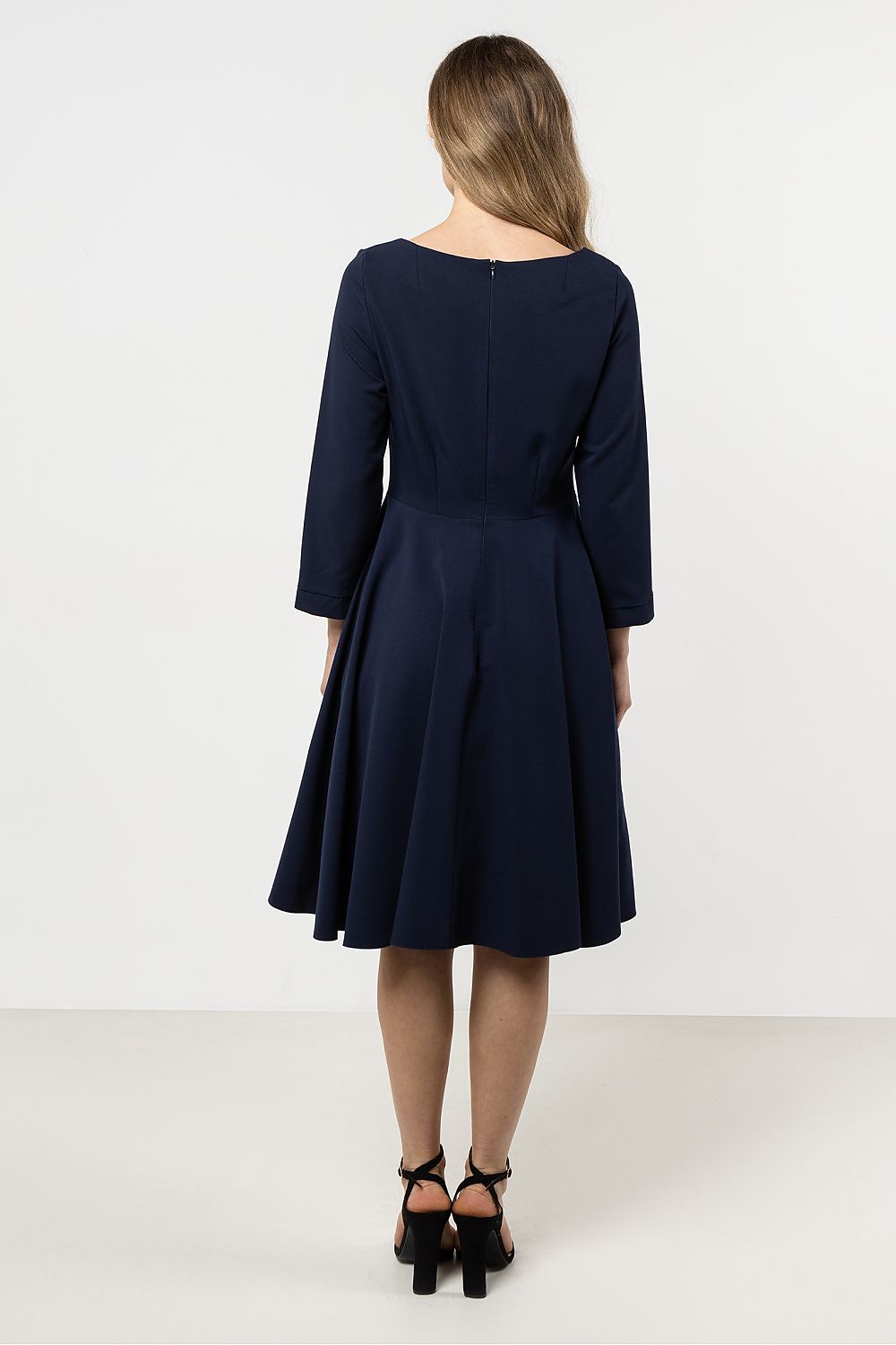 Knee Length Dress – Boat Neck, A-Line – Daydress | GUOCALI – view 3
