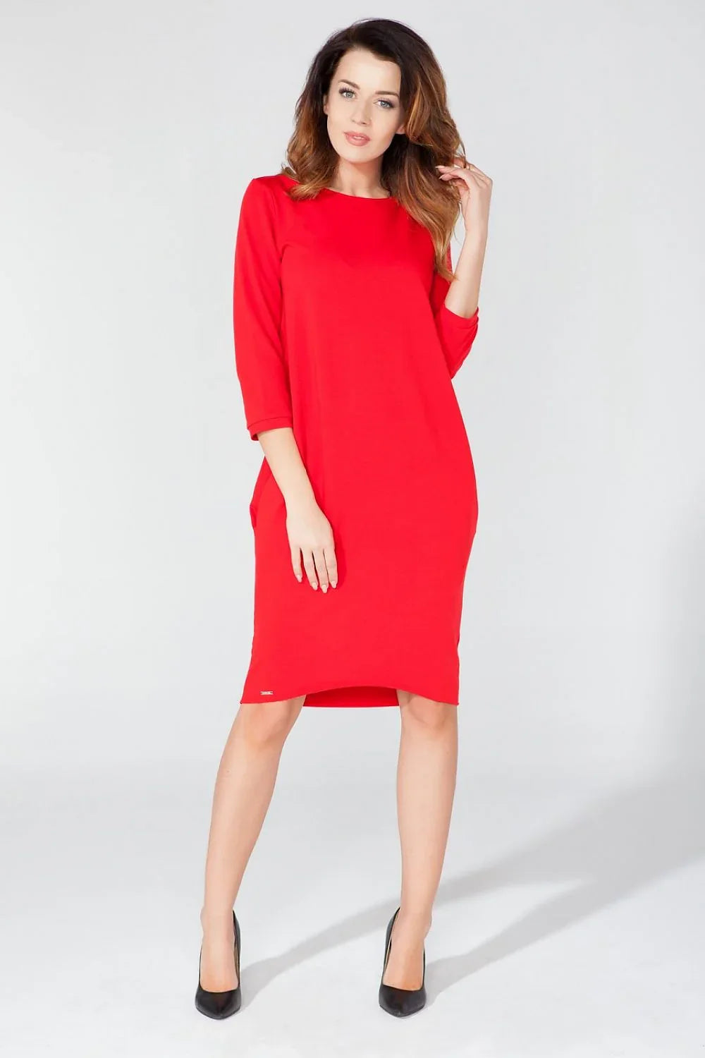 Knit Knee Length Dress Casual Everyday Comfort-Day Dress-GUOCALI