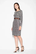 Knit Long Sleeve Dress Textured Slim Fit Workwear-Day Dress-GUOCALI
