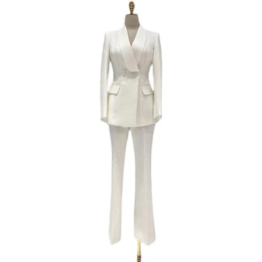 Label Collar Women Pantsuit - Women Trouser Suits - Trouser Suit -Guocali
