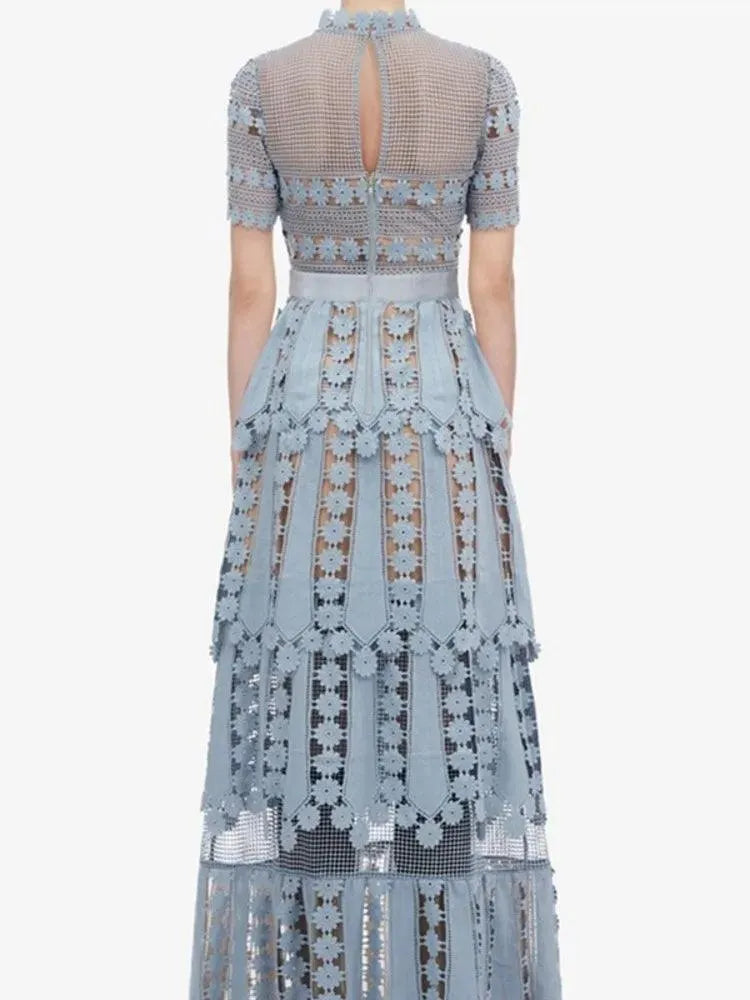 Lace Patchwork Backless Party Dress -Guocali