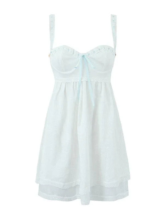 Lace Suspender Square Neck Mini Dress -Guocali