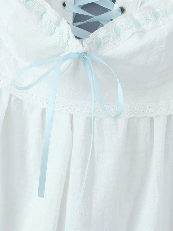 Lace Suspender Square Neck Mini Dress -Guocali