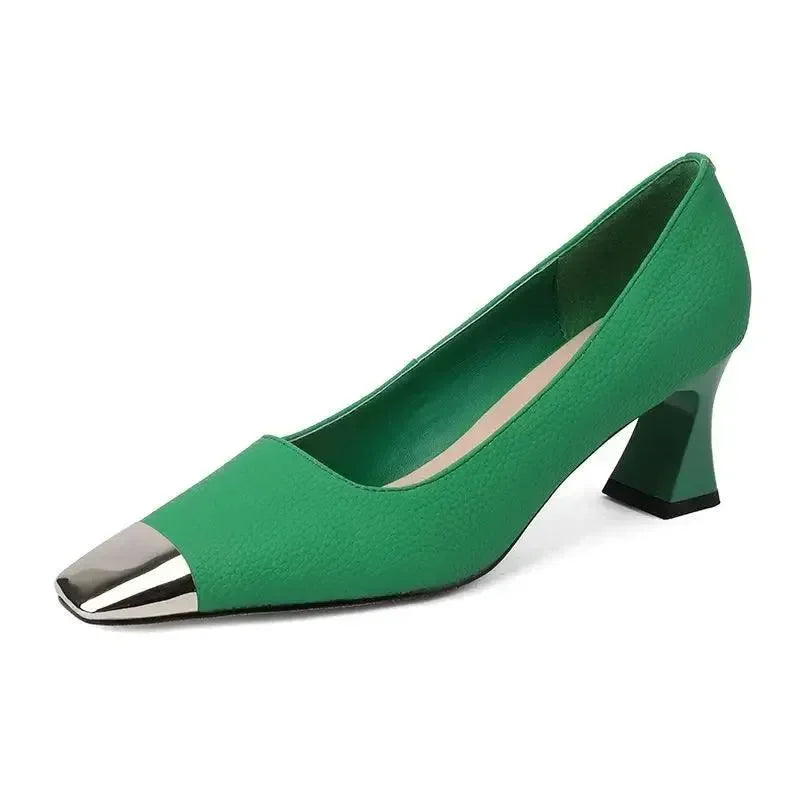 Ladies High Heel Leather Pumps Shoes -Guocali
