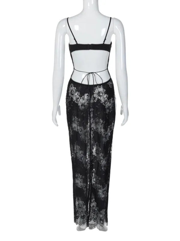 Ladies Mesh See Through Party Dress -Guocali