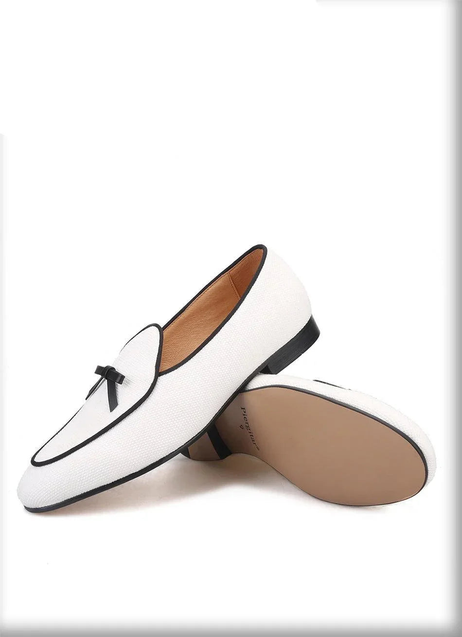 Leather Bow Tie Men Loafers - Men Shoes -Guocali