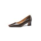 Leather Square Toe Women Pumps