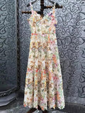 Long Printed 3D Flower Dress -Guocali