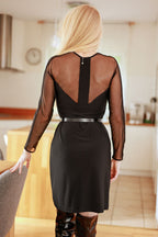 Long Sleeve Mini Dress – Round Neck, Sheath – Daydress | GUOCALI – view 6