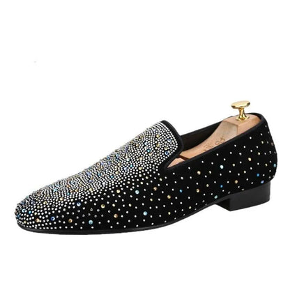 Luxurious Rhinestones Men Loafers - Men Shoes -Guocali