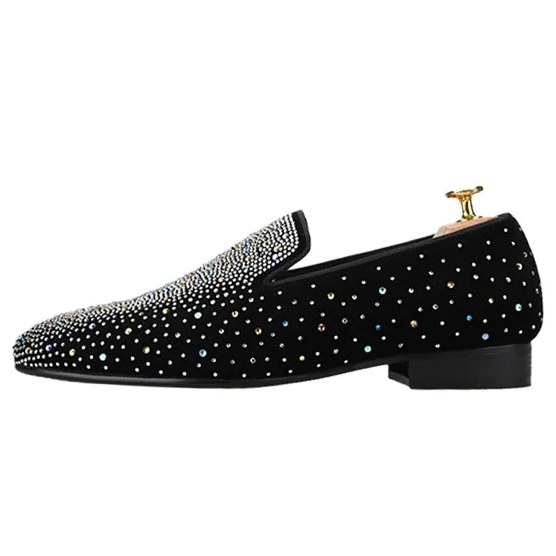Luxurious Rhinestones Men Loafers - Men Shoes -Guocali