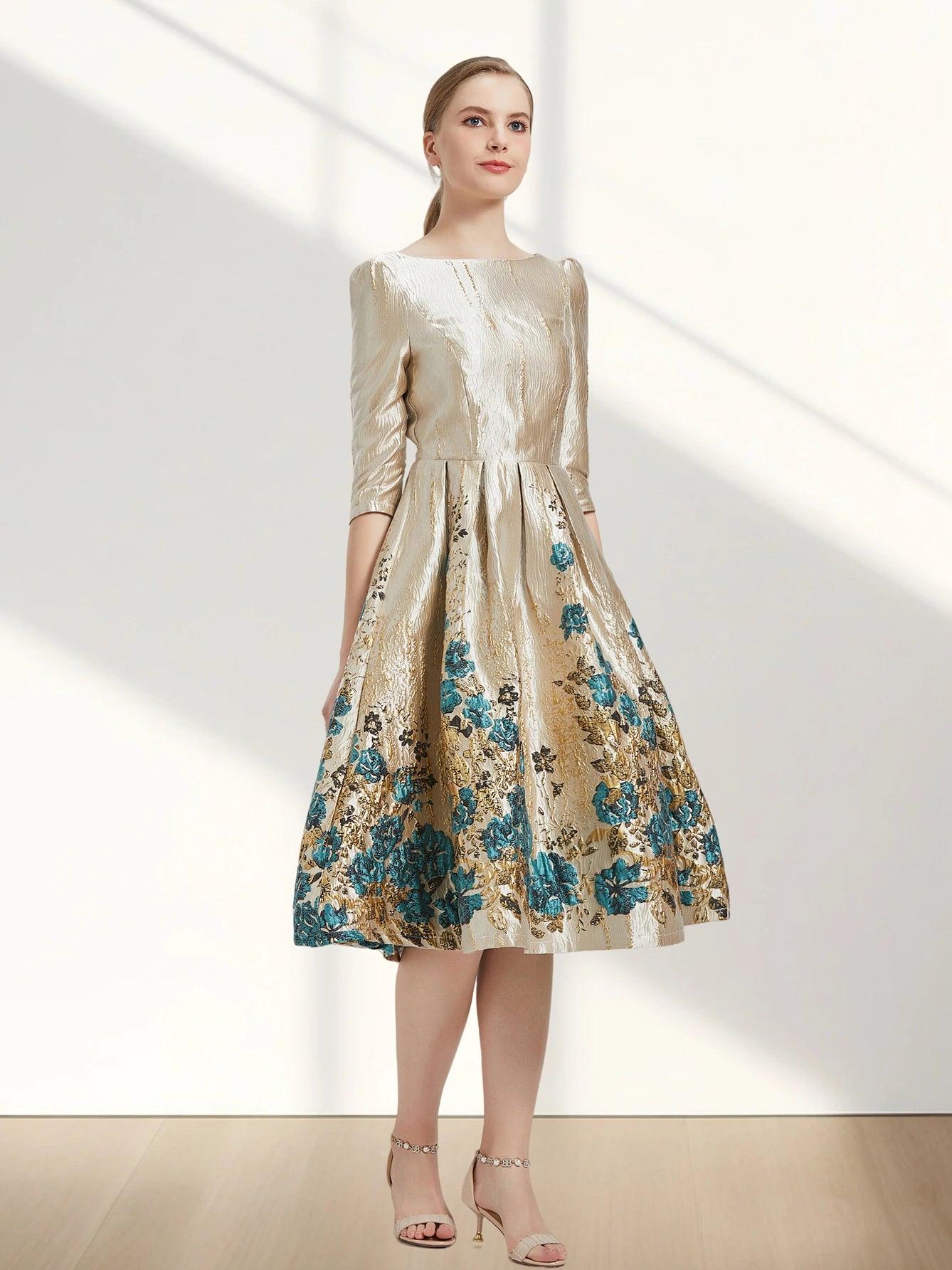 Luxury Floral Jacquard Evening Dress - Evening Dress - Guocali