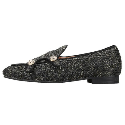 Luxury Woven Monk Strap Loafers -Guocali