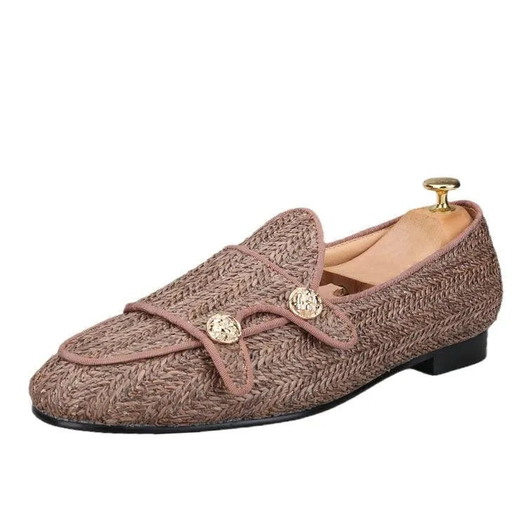 Luxury Woven Monk Strap Loafers -Guocali