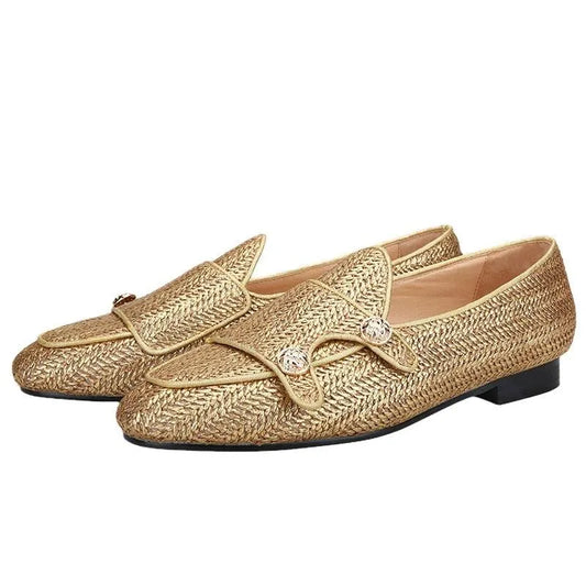 Luxury Woven Monk Strap Loafers -Guocali
