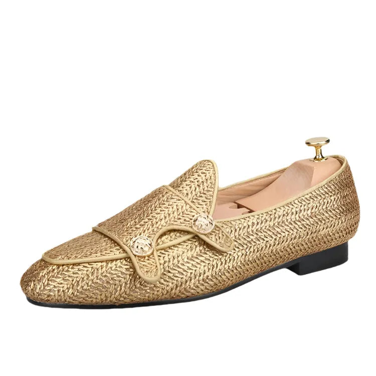 Luxury Woven Monk Strap Loafers -Guocali
