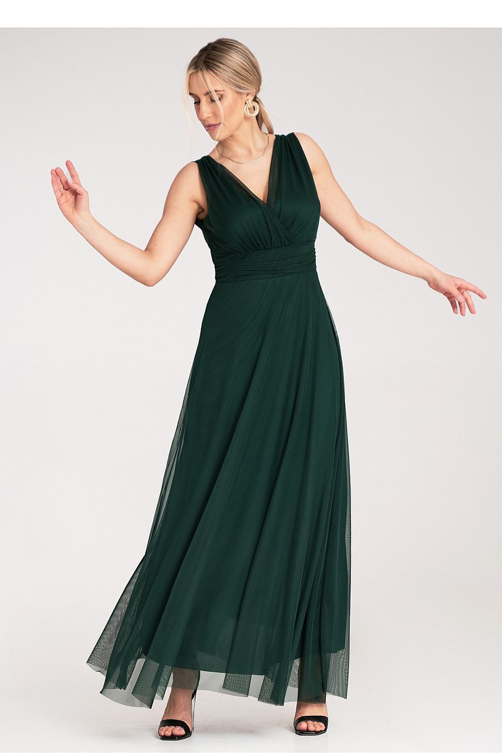 Maxi Dress – Wrap Neck, Wrap, Ruching – Daydress | GUOCALI – view 2