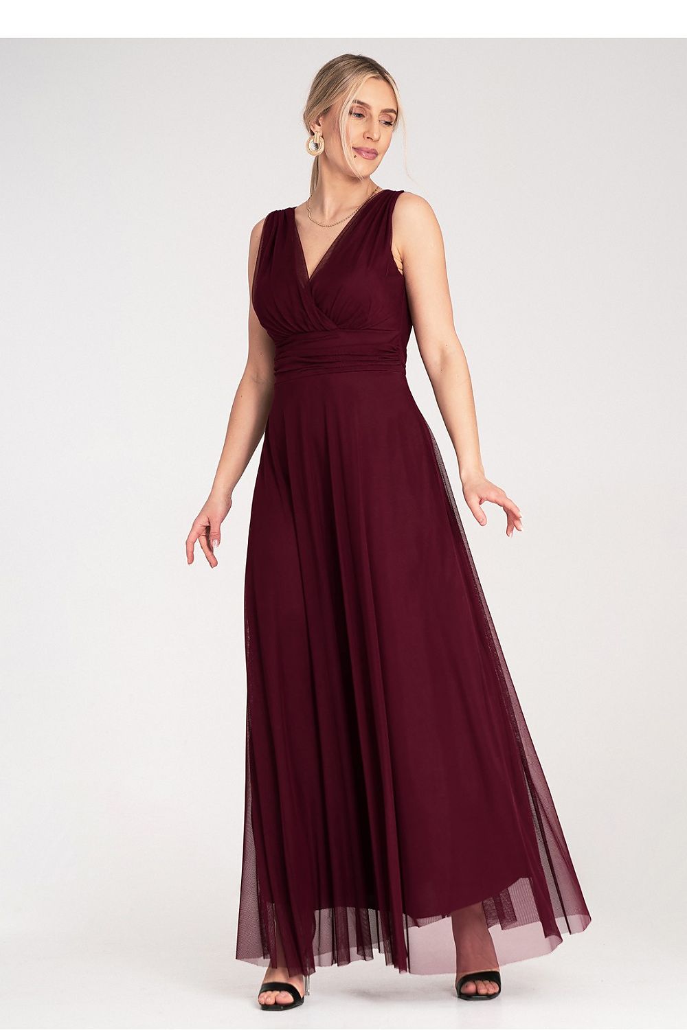 Maxi Dress – Wrap Neck, Wrap, Ruching – Daydress | GUOCALI – view 5