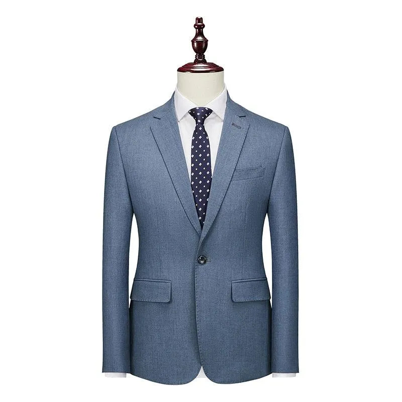 Men Blazer - 1-Button Style Blazer - Blue -Guocali
