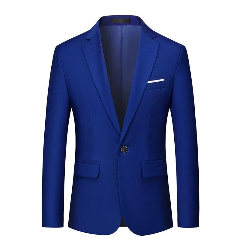Men Blazer - 1-Button Style Blue Blazer -Guocali
