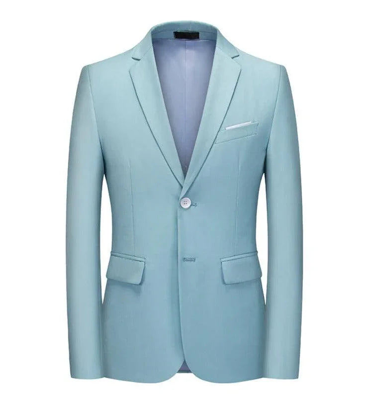 Men Blazer - 1-Button Style Formal Blazer - Light Blue -Guocali