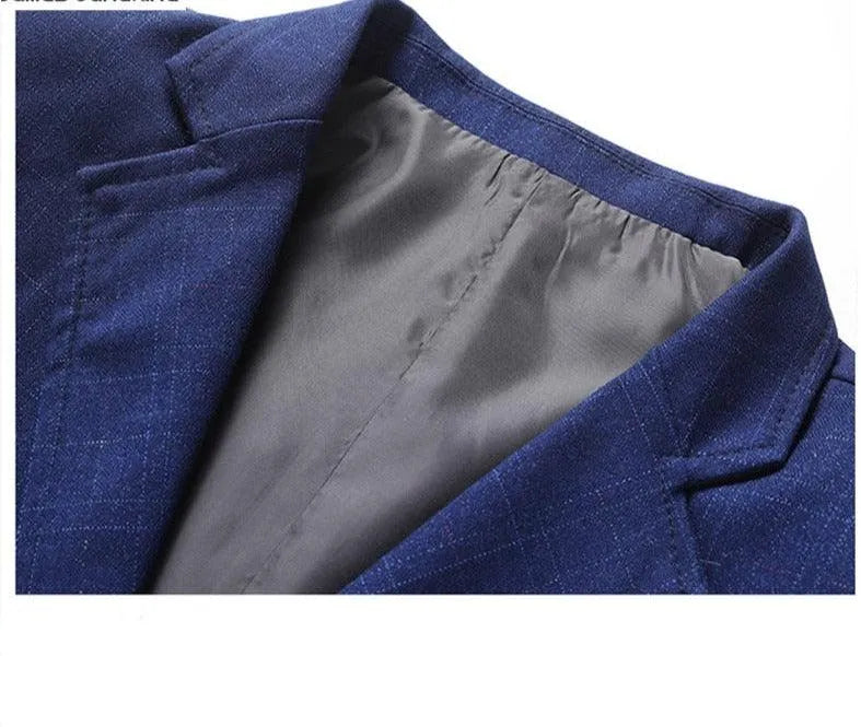 Men Blazer - Checked Formal Blazer -Guocali