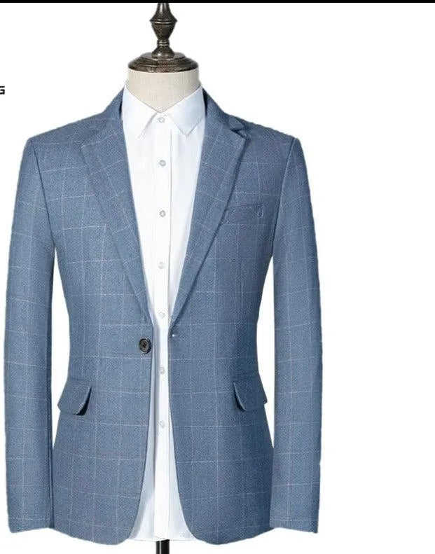 Men Blazer - Plaid Business Casual Blazer -Guocali