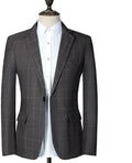 Men Blazer - Plaid Business Casual Blazer -Guocali