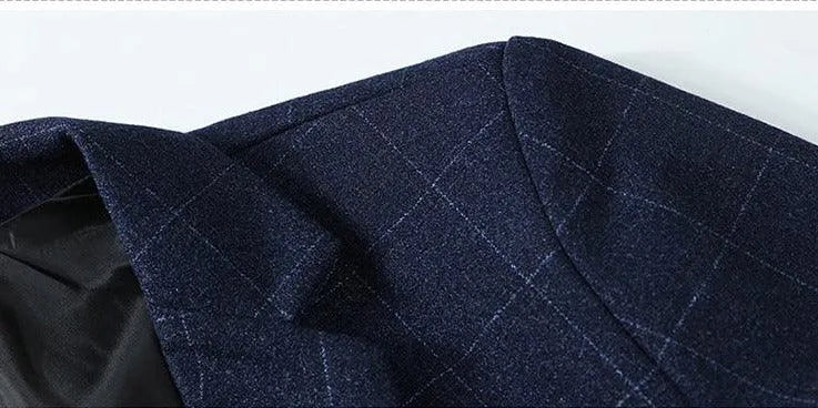 Men Blazer - Plaid Business Casual Blazer -Guocali