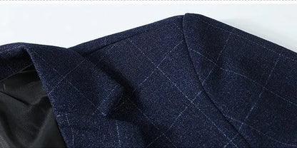 Men Blazer - Plaid Business Casual Blazer -Guocali