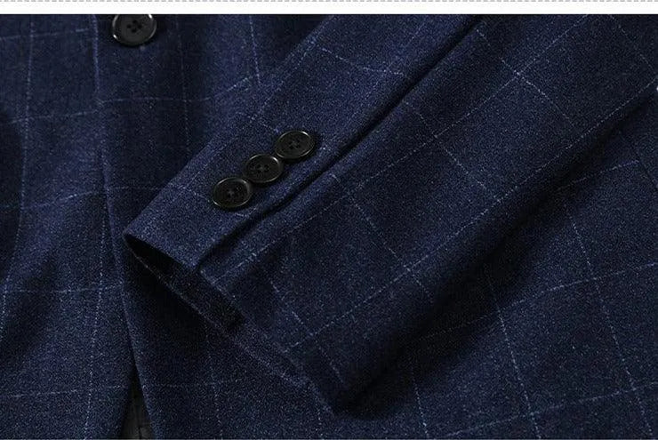 Men Blazer - Plaid Business Casual Blazer -Guocali