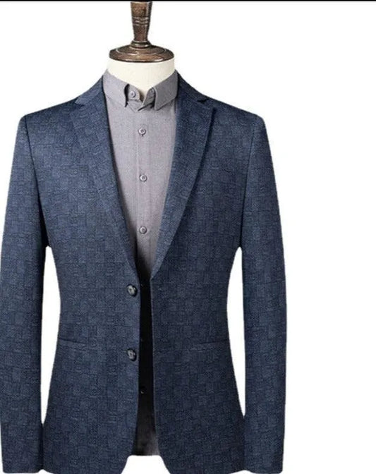 Men Blazer - Plaid Slim Fit Blazer -Guocali