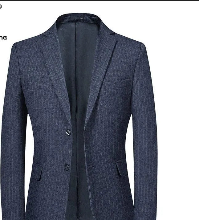 Men Blazer - Striped Formal Blazer -Guocali