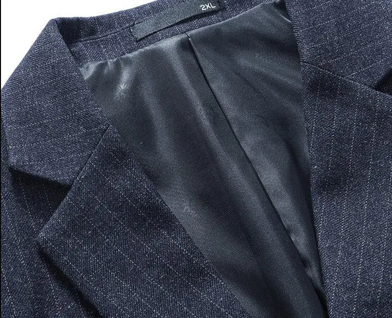 Men Blazer - Striped Formal Blazer -Guocali