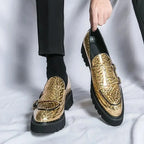 Men Casual Chunky Dress Loafers - Buckles Straps Monk Strap Formal Dress Shoes