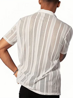 Men Casual Short Sleeves Button-Down Shirt – Breathable - White -Guocali