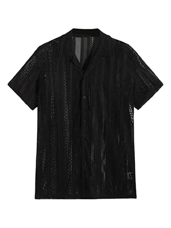 Men Casual Short Sleeves Button-Down Shirt – Breathable - White -Guocali