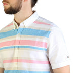 Men Casual Short Sleeves Button-Down Shirt – Breathable, Blue, Pink