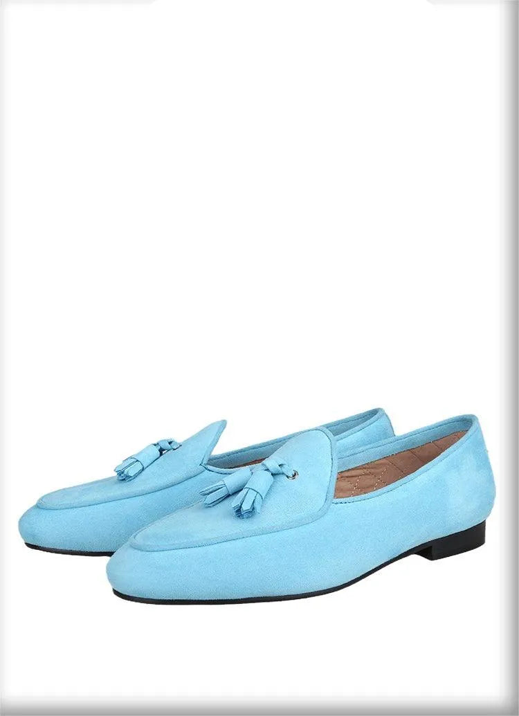 Men Casual Tassel Dress Loafers - Slip-On Flat Formal Dress Shoes