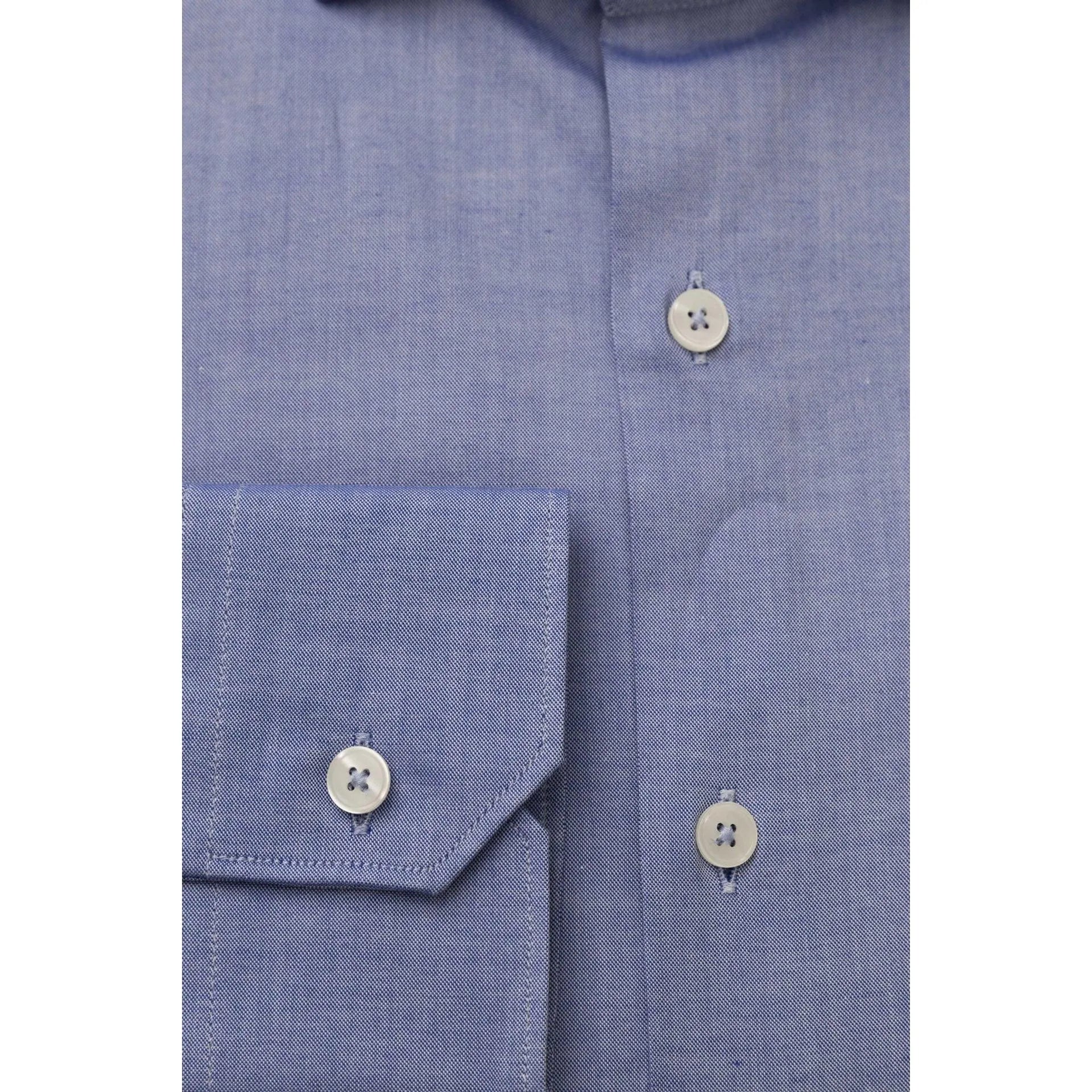 Men Cotton Long Sleeves Dress Shirt – Breathable - Blue -Guocali