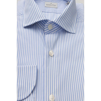 Men Cotton Long Sleeves Point Collar Dress Shirt – Breathable - Blue, White -Guocali
