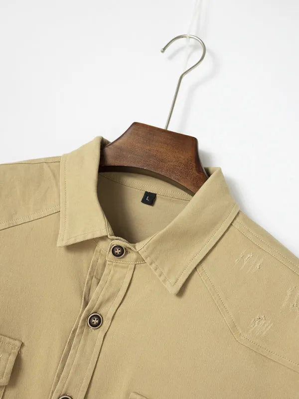 Men Cotton Long Sleeves Regular Fit Casual Shirt – Slight Elasticity - Green -Guocali