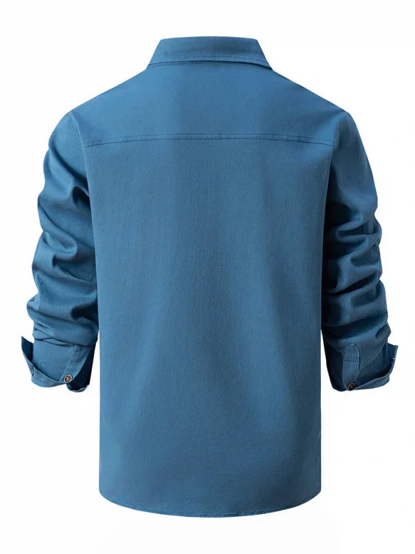 Men Cotton Long Sleeves Regular Fit Casual Shirt – Slight Elasticity - Green -Guocali